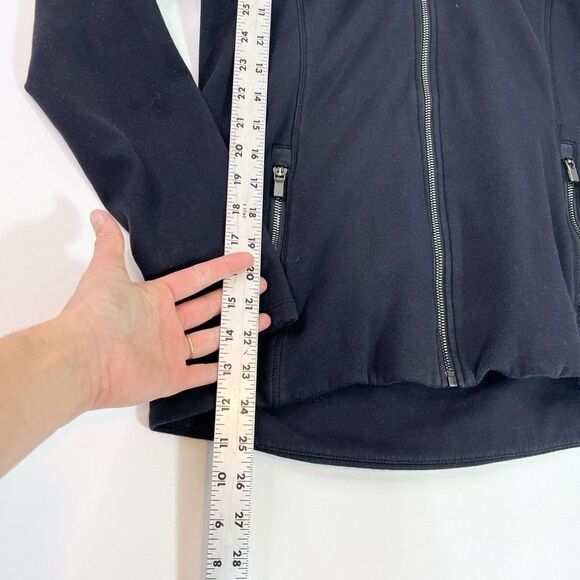 Athleta Fleece Sherpa Hoodie Womens Medium Black Hooded Full Zip Thumbholes - Picture 2 of 12